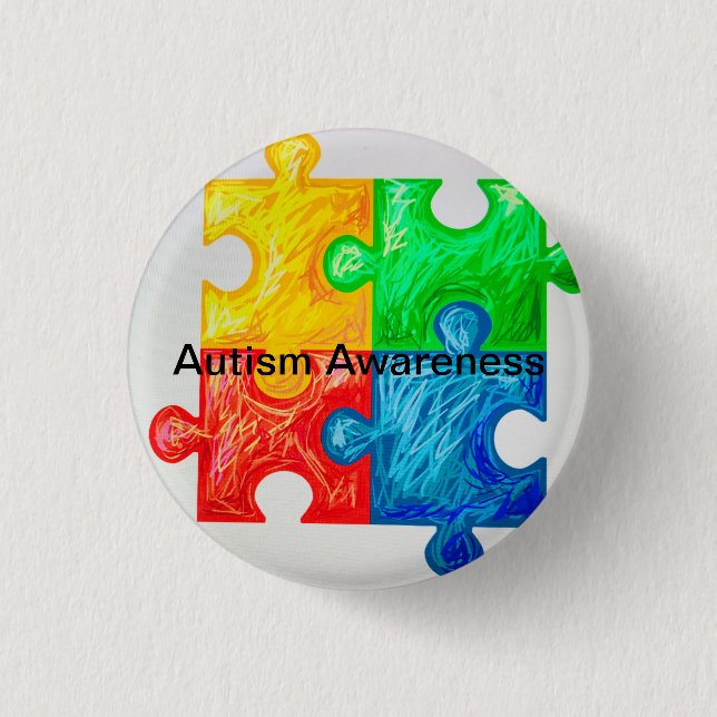 Badge Rond 2,50 Cm Goupilles de sensibilisation sur l'autisme (Devant)
