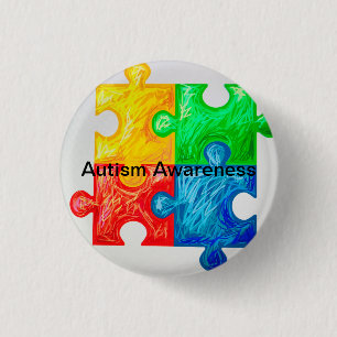 Badge Rond 2,50 Cm Goupilles de sensibilisation sur l'autisme
