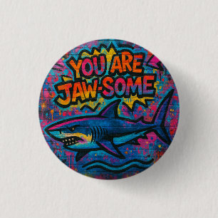Badge Rond 2,50 Cm Graffiti pour requins de mâchoires