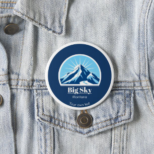 Badge Rond 2,50 Cm Grand ciel Montana yellowstone bozeman cadeau