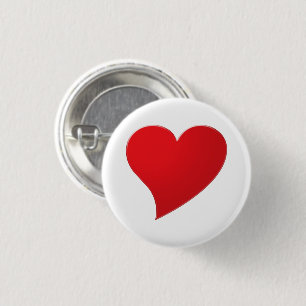 Badge Rond 2,50 Cm Grand Coeur Rouge, Amour, blanc