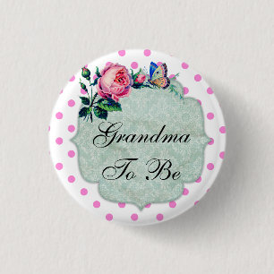 Badge Rond 2,50 Cm Grand-mère à être Vintage floral Baby shower bouto