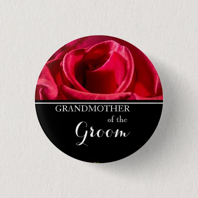 Badge Rond 2,50 Cm Grand-mère du Mariage Groom Red Roses (Devant)