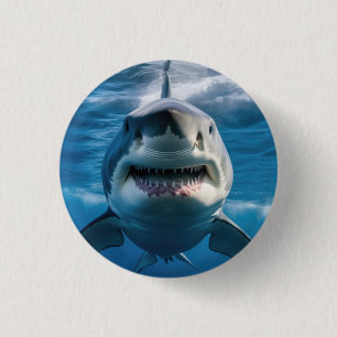 Badge Rond 2,50 Cm Grand requin blanc