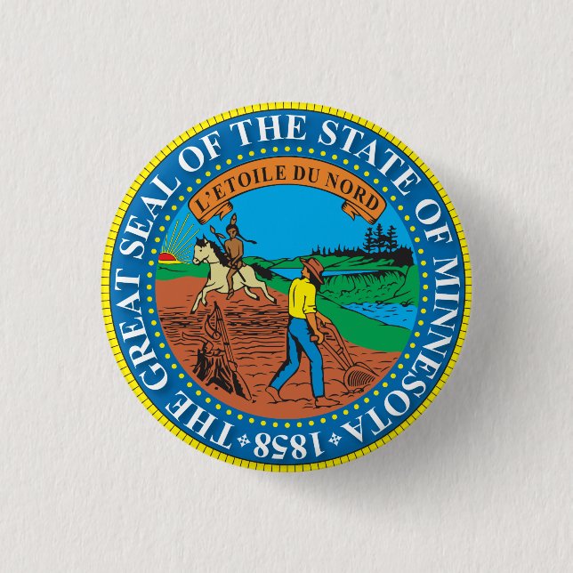 Badge Rond 2,50 Cm Grand sceau de l'état du Minnesota (Devant)