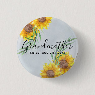 Badge Rond 2,50 Cm GRANDMA Gifts - Sunflower Themed Personalized