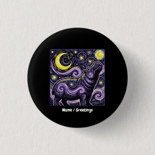 Badge Rond 2,50 Cm Graphisme de l'Hippopotame Artistique Tourbillonna
