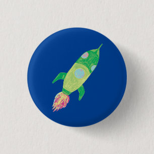 Badge Rond 2,50 Cm Green Chilton Space Rocket Star