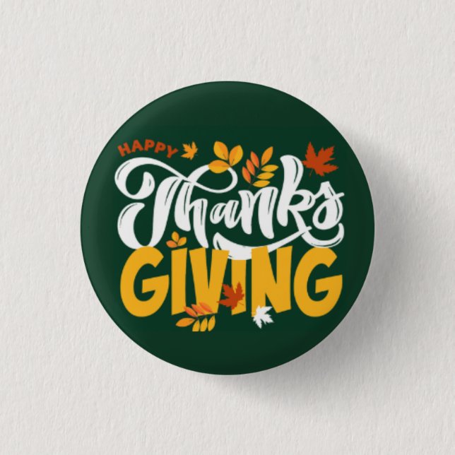 Badge Rond 2,50 Cm Green & Yellow Thanksgiving Pin Button (Devant)