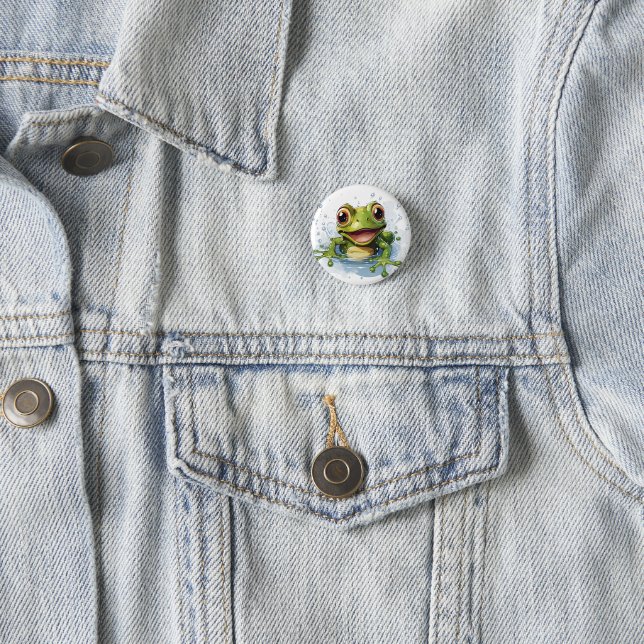 Badge Rond 2,50 Cm Grenouille drôle (En situation)
