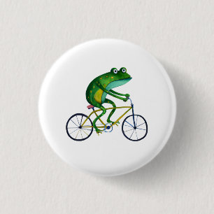 Badge Rond 2,50 Cm Grenouille sur bicyclette