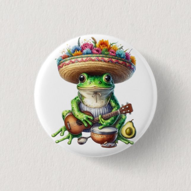 Badge Rond 2,50 Cm Grenouille verte musicale (Devant)