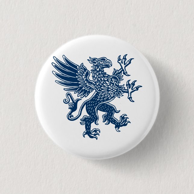 Badge Rond 2,50 Cm Griffin - Style bleu Indigo (Devant)