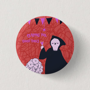 Badge Rond 2,50 Cm Grim Reaper Mignon Halloween