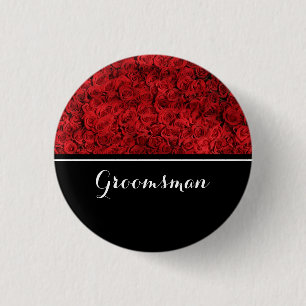 Badge Rond 2,50 Cm Groomsman Mariage Red Roses