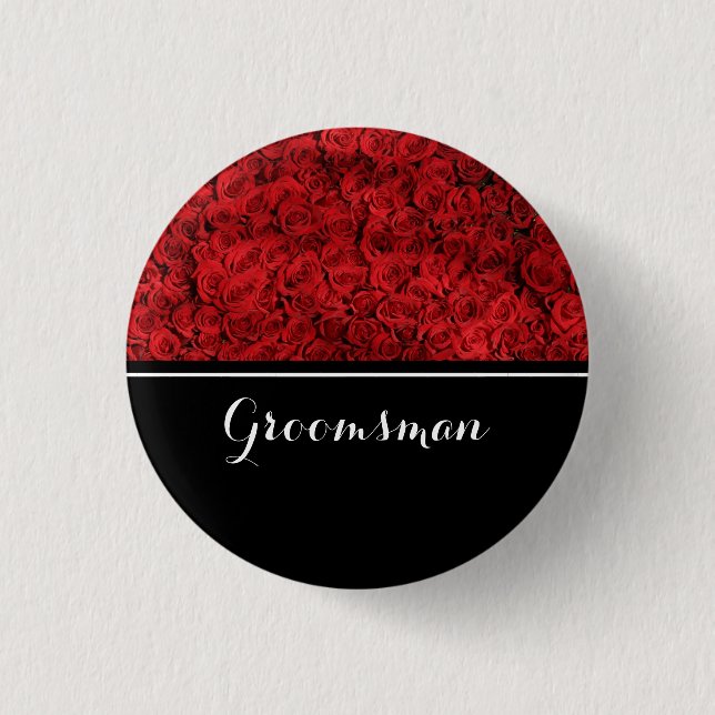 Badge Rond 2,50 Cm Groomsman Mariage Red Roses (Devant)