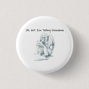 Badge Rond 2,50 Cm Grumpy Gorilla croquis d'encre noire Drôle en disa