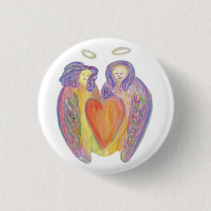 Badge Rond 2,50 Cm Guardian Angel Love Hearts Lapel Button Pins