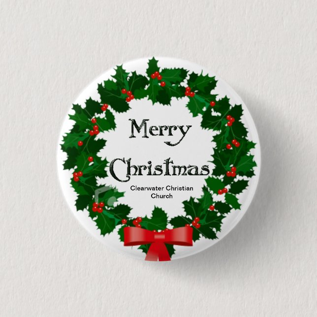 Badge Rond 2,50 Cm Guirlande de Joyeux Noël (Devant)