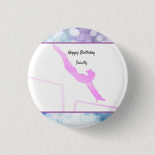 Badge Rond 2,50 Cm Gymnastique Anniversaire Barres Inéven Aquarelle