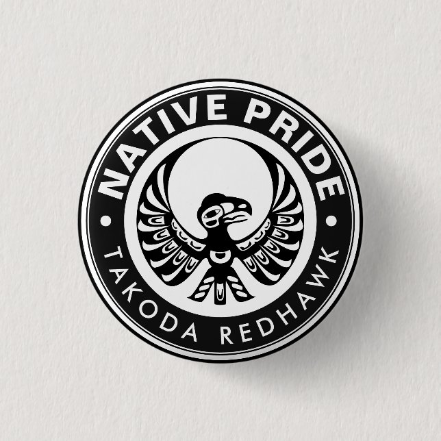 Badge Rond 2,50 Cm Haida Eagle Raven Thunderbird Northwest Columbia (Devant)