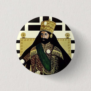 Badge Rond 2,50 Cm Haile Selassie I Jah Rastafari Reggae Rasta Button