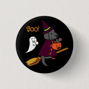 Badge Rond 2,50 Cm Halloween Black Labrador Cartoon 1