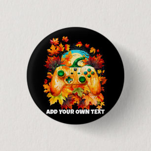 Badge Rond 2,50 Cm Halloween Gaming, contrôleur Citrouille
