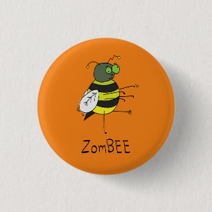 Badge Rond 2,50 Cm Halloween Zombie Bee Halloween Button
