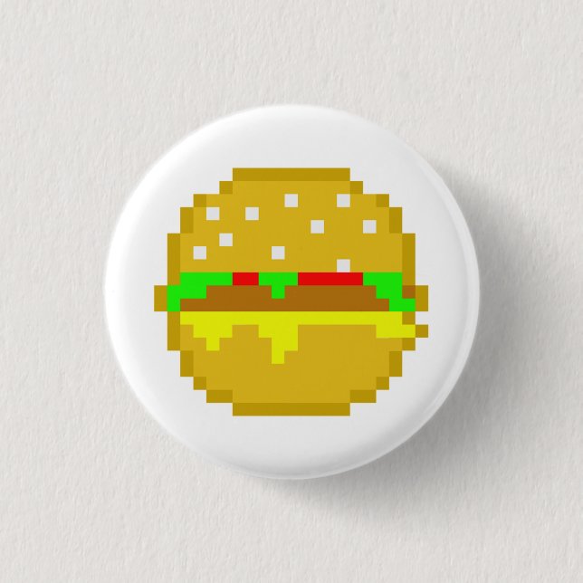 Badge Rond 2,50 Cm Hamburger de 8 bits (Devant)