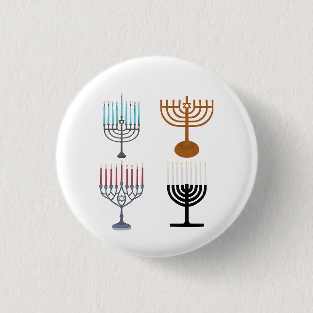 Badge Rond 2,50 Cm Hanoukka judaïsme religion juive (Devant)