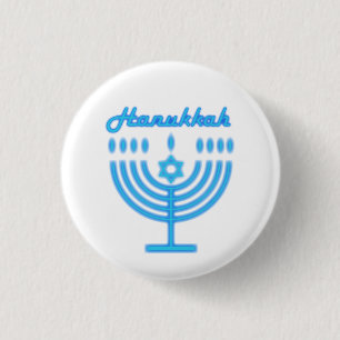 Badge Rond 2,50 Cm Hanukkiah Happy Hanoukka Jewish Holiday Menorah