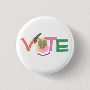 Badge Rond 2,50 Cm Happy Cat Vote GOTV Bouton