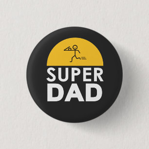 Badge Rond 2,50 Cm Happy Fête des pères Design moderne "SUPER DAD"