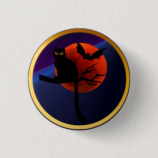 Badge Rond 2,50 Cm Happy Halloween Kitty n'Bat