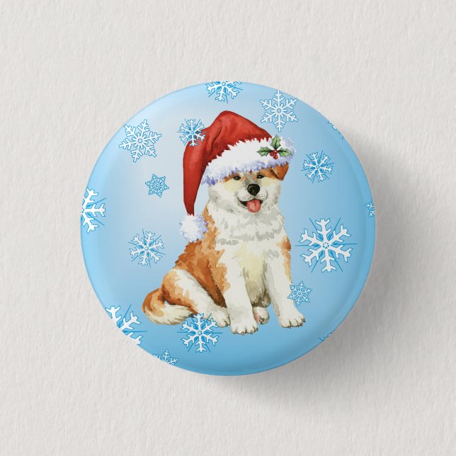 Badge Rond 2,50 Cm Happy Howliday Akita (Devant)