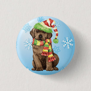 Badge Rond 2,50 Cm Happy Howlidays Chocolate Lab