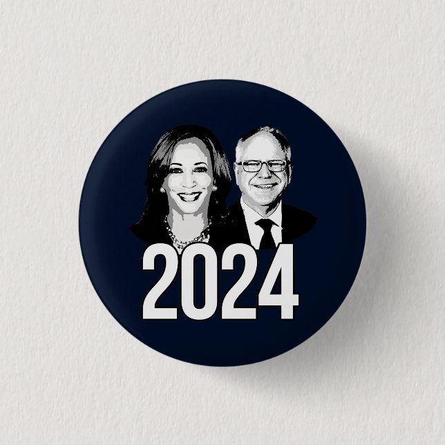 Badge Rond 2,50 Cm Harris Walz 2024 (Devant)