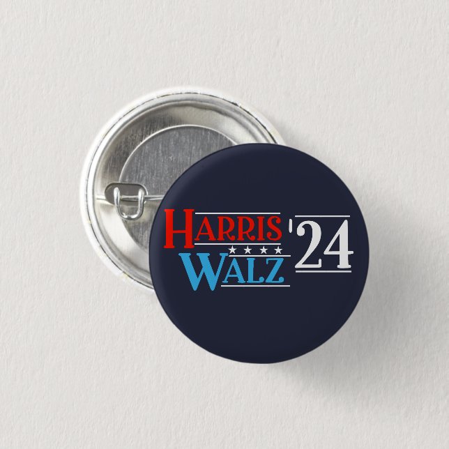 Badge Rond 2,50 Cm Harris Walz 2024 pour le président (Devant & derrière)