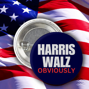 Badge Rond 2,50 Cm Harris Walz ÉVIDEMMENT Harris Walz 2024 Évidemme