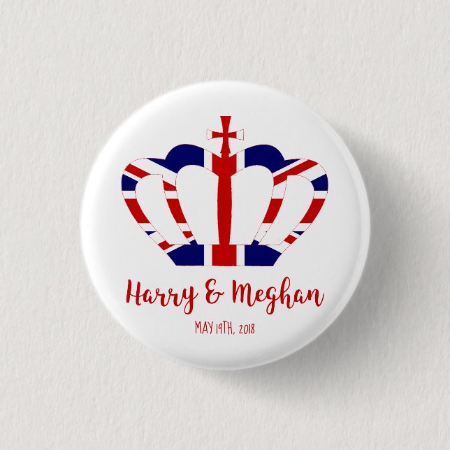 Badge Rond 2,50 Cm Harry & Meghan Crown | Célébration du Mariage roya (Devant)