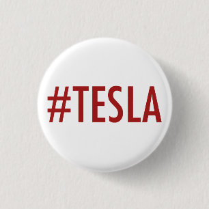 Badge Rond 2,50 Cm Hashtag # bouton/goupille de TESLA
