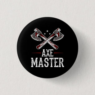 Badge Rond 2,50 Cm Hatchet Ax Jetant Lumberjack Ax Master