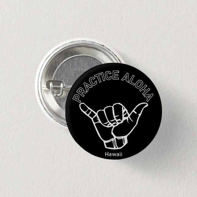 Badge Rond 2,50 Cm Hawaii Pratique Aloha Shaka (Hang lâche) (Devant & derrière)