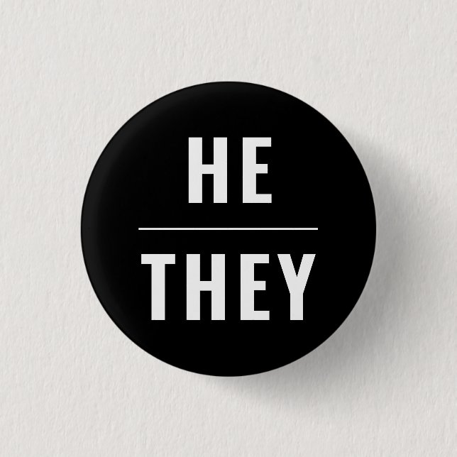 Badge Rond 2,50 Cm He They Gender Pronounounounounounounounounours bl (Devant)