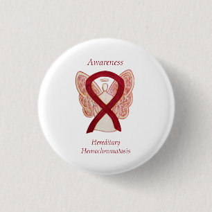 Badge Rond 2,50 Cm Hémochromatose héréditaire Sensibilisation Ruban P