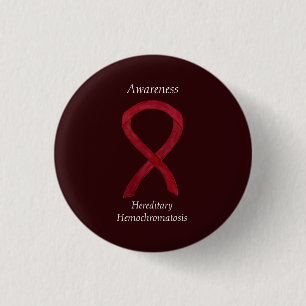 Badge Rond 2,50 Cm Hémochromatose héréditaire Sensibilisation Ruban P