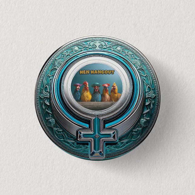 BADGE ROND 2,50 CM HEN HANGOUT (Devant)