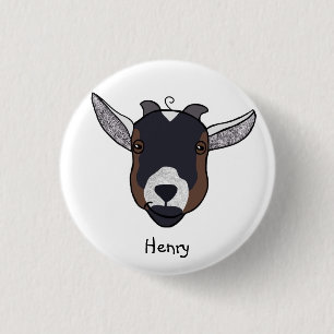 Badge Rond 2,50 Cm Henry l'insigne de la chèvre