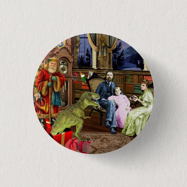 Badge Rond 2,50 Cm Her First T-Rex (Devant)